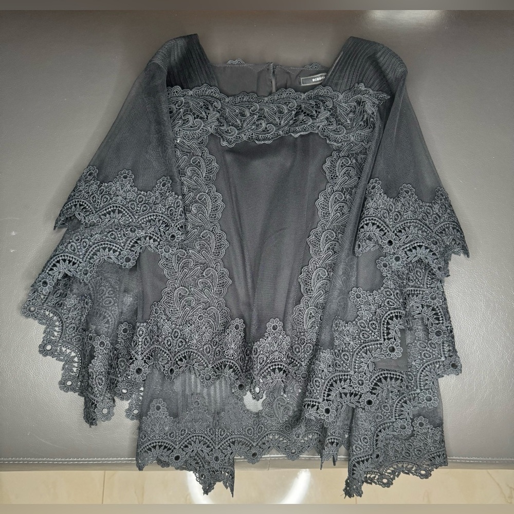 BCBGMAXAZRIA Tulle and Lace Blouse - Picture 6 of 11